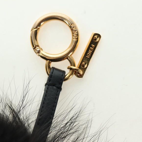 FENDI Bag bugs Key Holder Fur Black Auth 179326M