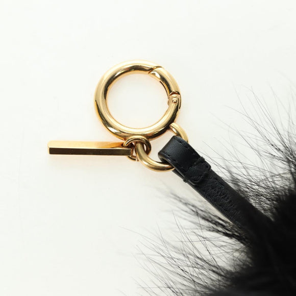 FENDI Bag bugs Key Holder Fur Black Auth 179326M