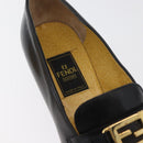 FENDI Loafers Leather 36 1/2 Black Auth 179329-14