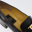 FENDI Loafers Leather 36 1/2 Black Auth 179329-15