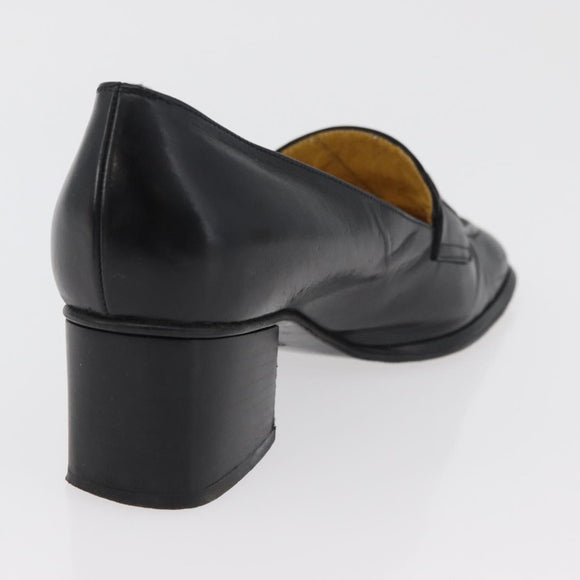 FENDI Loafers Leather 36 1/2 Black Auth 179329