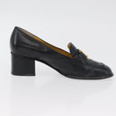 FENDI Loafers Leather 36 1/2 Black Auth 179329-21