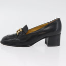 FENDI Loafers Leather 36 1/2 Black Auth 179329-22