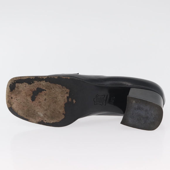 FENDI Loafers Leather 36 1/2 Black Auth 179329