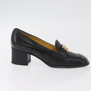 FENDI Loafers Leather 36 1/2 Black Auth 179329-4