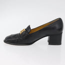 FENDI Loafers Leather 36 1/2 Black Auth 179329-5