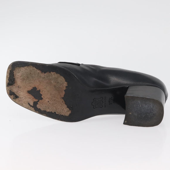 FENDI Loafers Leather 36 1/2 Black Auth 179329