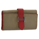 HERMES Baan Key Case Leather Beige Auth 179332-1