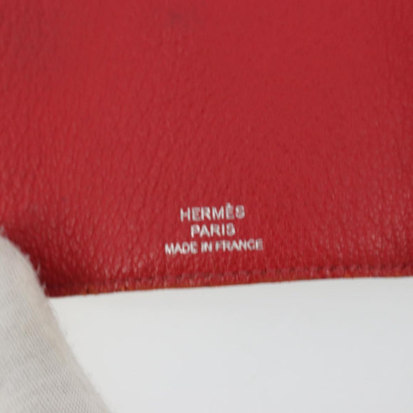 HERMES Baan Key Case Leather Beige Auth 179332