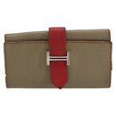 HERMES Baan Key Case Leather Beige Auth 179332-2