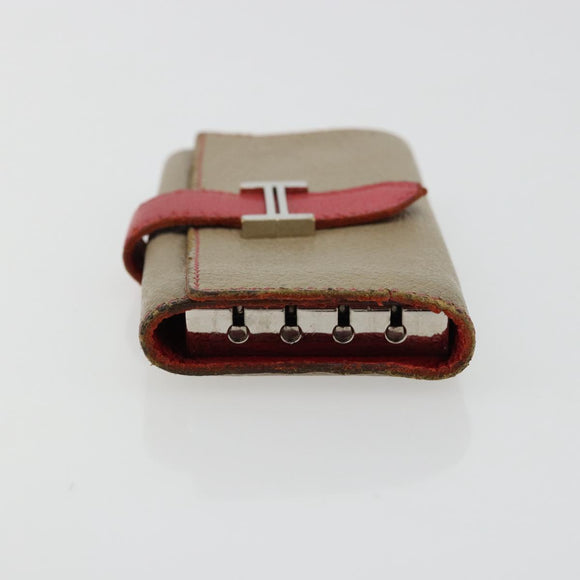 HERMES Baan Key Case Leather Beige Auth 179332