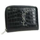 SAINT LAURENT Cassandra Compact Wallet Kroko-Prägung Schwarz Auth 179335M-1