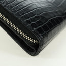 SAINT LAURENT Cassandra Compact Wallet Croco Embossing Black Auth 179335M-15