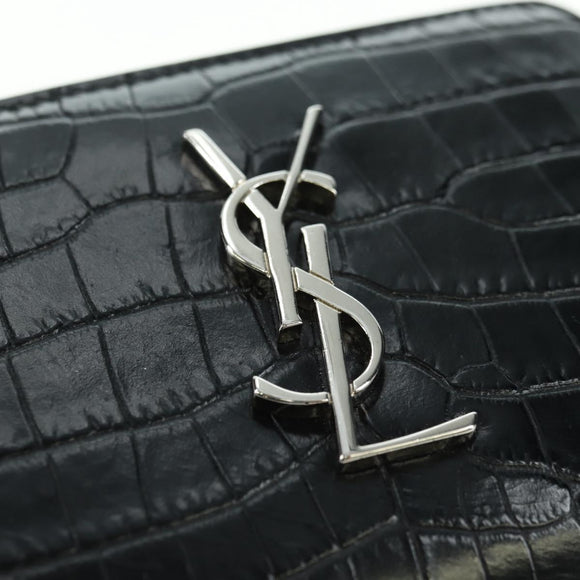 SAINT LAURENT Cassandra Compact Wallet Kroko-Prägung Schwarz Auth 179335M