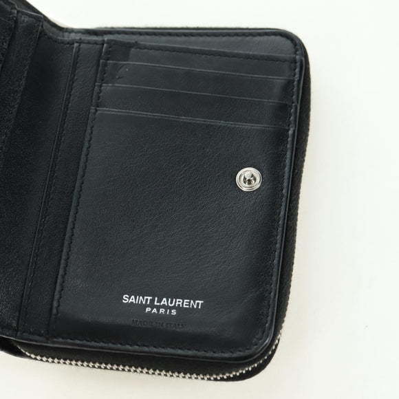 SAINT LAURENT Cassandra Compact Wallet Kroko-Prägung Schwarz Auth 179335M