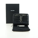 SAINT LAURENT Cassandra Compact Wallet Kroko-Prägung Schwarz Auth 179335M-12