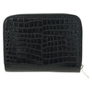 SAINT LAURENT Cassandra Compact Wallet Kroko-Prägung Schwarz Auth 179335M-2
