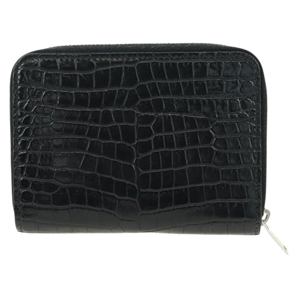 SAINT LAURENT Cassandra Compact Wallet Kroko-Prägung Schwarz Auth 179335M