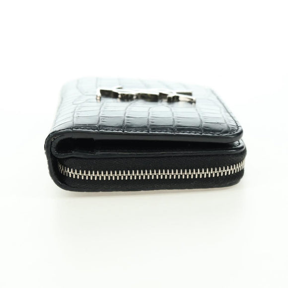 SAINT LAURENT Cassandra Compact Wallet Kroko-Prägung Schwarz Auth 179335M
