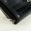 SAINT LAURENT Cassandra Compact Wallet Kroko-Prägung Schwarz Auth 179335M-7