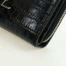 SAINT LAURENT Cassandra Compact Wallet Kroko-Prägung Schwarz Auth 179335M-14