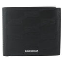 BALENCIAGA Compact Wallet Leather Black 721940 Auth 179338A-2