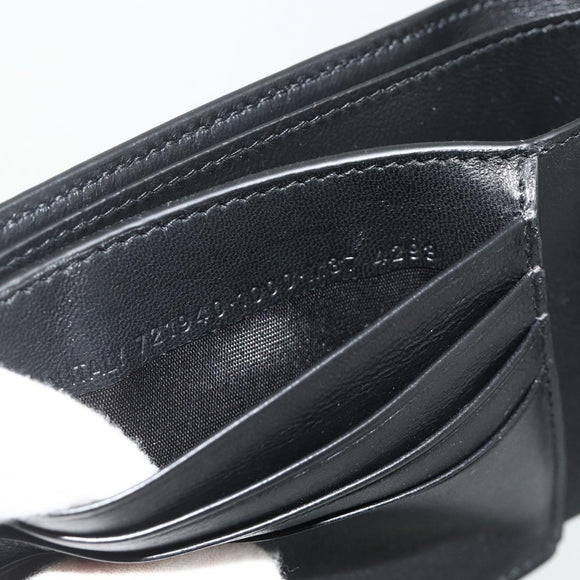 BALENCIAGA Compact Wallet Leather Black 721940 Auth 179338A