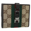 GUCCI GG Canvas Jackie Web Sherry Line Wallet Beige Red Green Auth 179340A-1