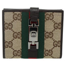 GUCCI GG Canvas Jackie Web Sherry Line Wallet Beige Red Green Auth 179340A-2