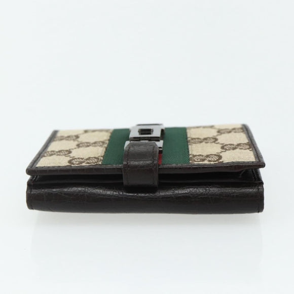 GUCCI GG Canvas Jackie Web Sherry Line Wallet Beige Red Green Auth 179340A