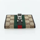GUCCI GG Canvas Jackie Web Sherry Line Wallet Beige Red Green Auth 179340A-7