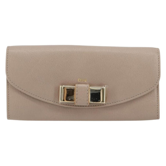 Chloe Lily Long Wallet Leather Pink Gold Auth 179343A