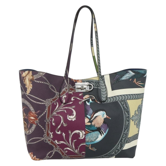 Salvatore Ferragamo Gancini Tote Bag Leather Multicolor Silver Auth 179348A