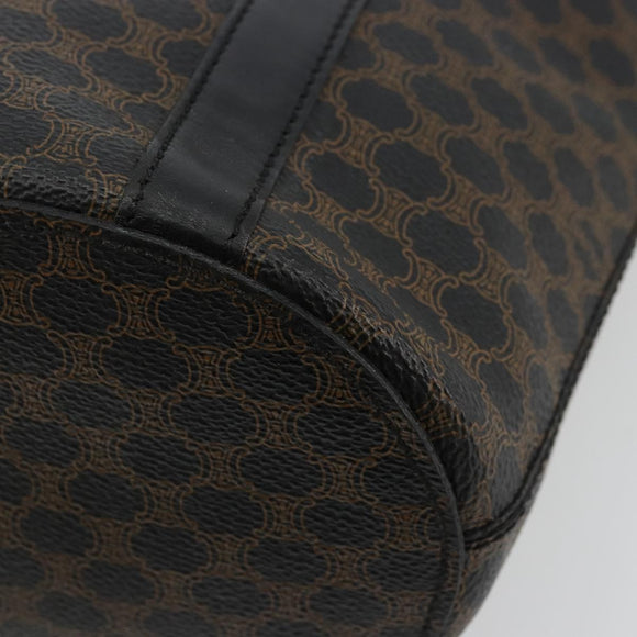 CELINE Macadam Canvas Tote Bag PVC Leather Black Gold Auth 179349