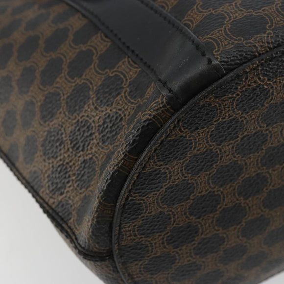 CELINE Macadam Canvas Tote Bag PVC Leather Black Gold Auth 179349