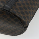 CELINE Macadam Canvas Tote Bag PVC Leather Black Gold Auth 179349-12
