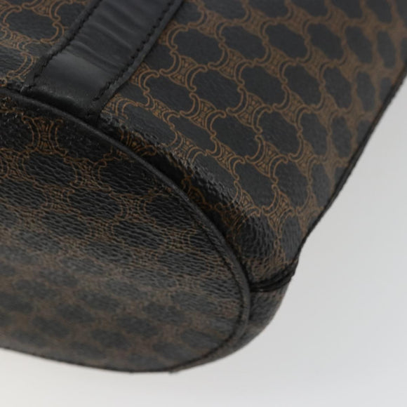 CELINE Macadam Canvas Tote Bag PVC Leather Black Gold Auth 179349