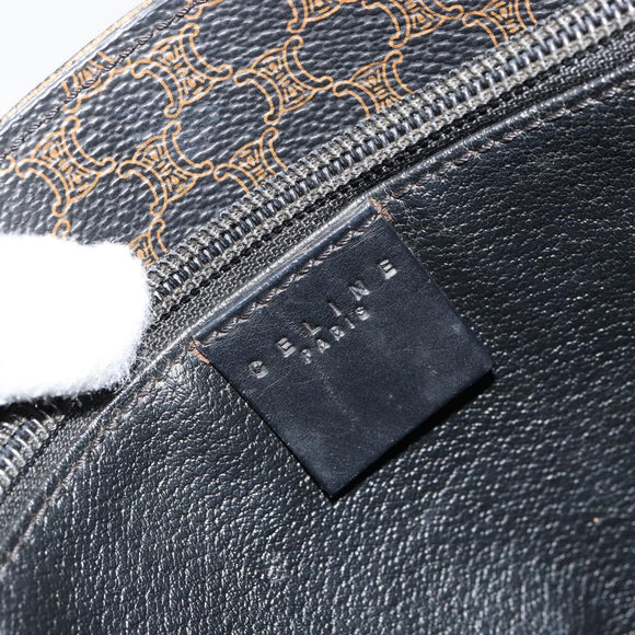 CELINE Macadam Canvas Tote Bag PVC Leather Black Gold Auth 179349