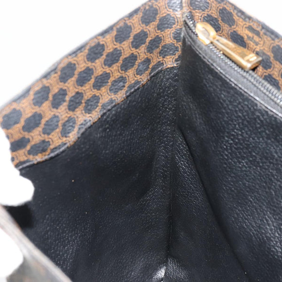 CELINE Macadam Canvas Tote Bag PVC Leather Black Gold Auth 179349