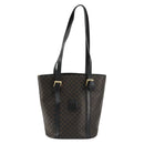 CELINE Macadam Canvas Tote Bag PVC Leather Black Gold Auth 179349-2