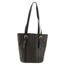 CELINE Macadam Canvas Tote Bag PVC Leather Black Gold Auth 179349-3