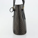CELINE Macadam Canvas Tote Bag PVC Leather Black Gold Auth 179349-4