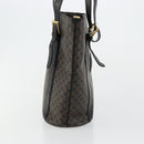 CELINE Macadam Canvas Tote Bag PVC Leather Black Gold Auth 179349-5