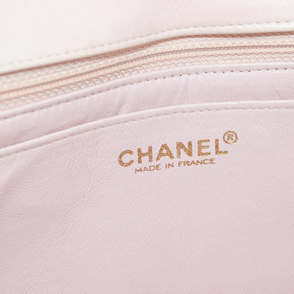 CHANEL Choco Bar Icon Chain Shoulder Bag Lamb Skin Gold Pink CC Auth 179351SV