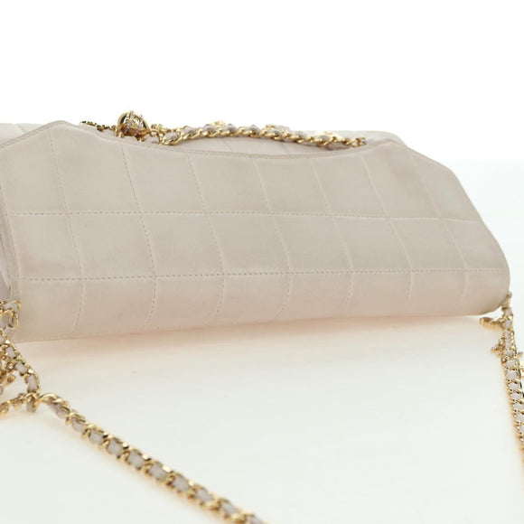 CHANEL Choco Bar Icon Chain Shoulder Bag Lamb Skin Gold Pink CC Auth 179351SV