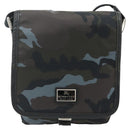 BURBERRY Black label Shoulder Bag Nylon Blue Silver Auth 179352A-2