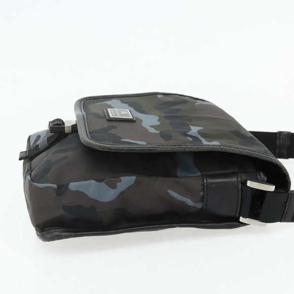 BURBERRY Black label Shoulder Bag Nylon Blue Silver Auth 179352A