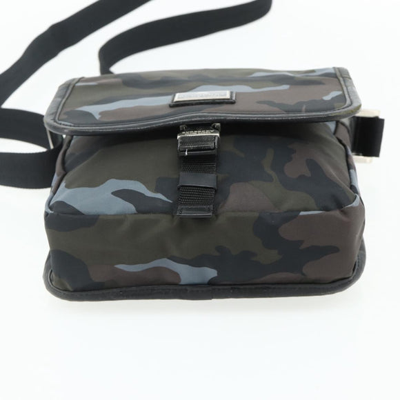 BURBERRY Black label Shoulder Bag Nylon Blue Silver Auth 179352A