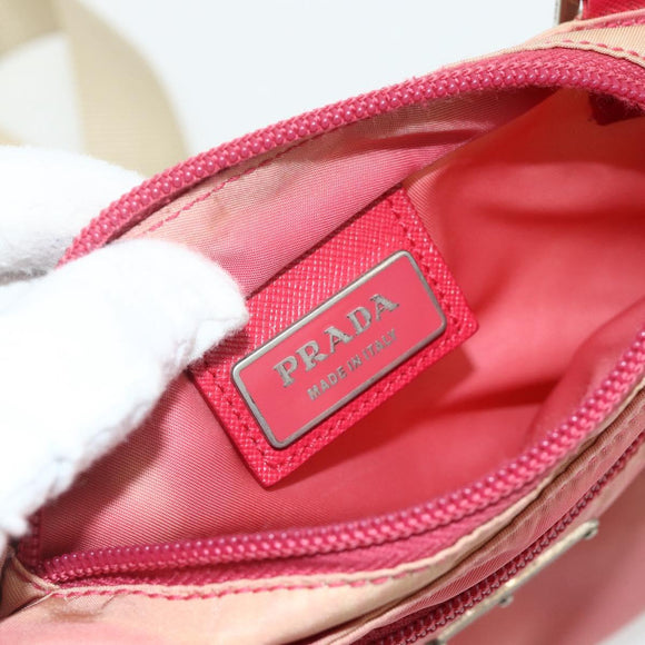PRADA Shoulder Bag Nylon Pink Silver Auth 179353