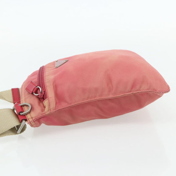 PRADA Shoulder Bag Nylon Pink Silver Auth 179353